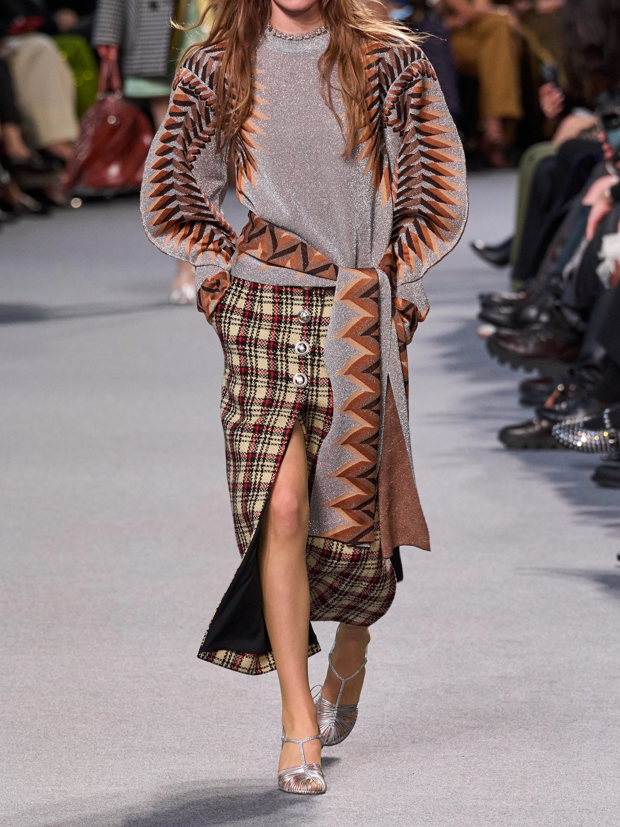 Checked Wool-Blend Tweed Midi