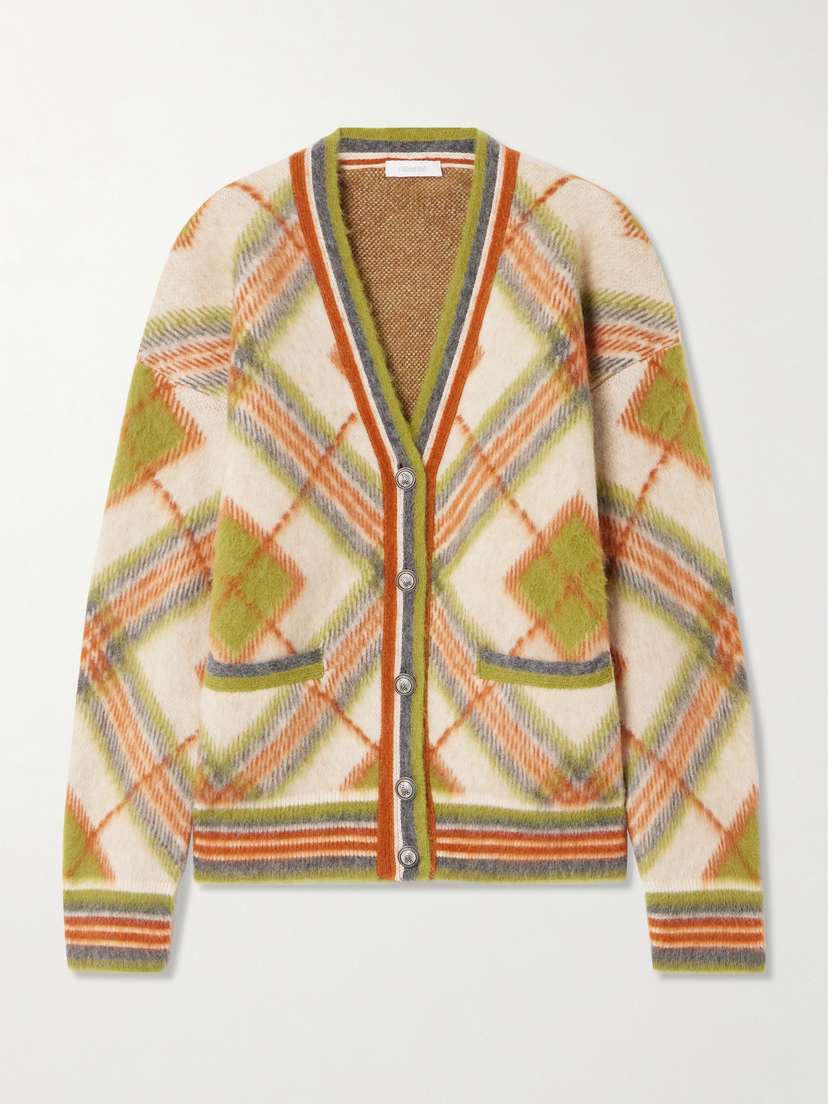 Rabanne Checked Brushed Jacquard-knit Cardigan
