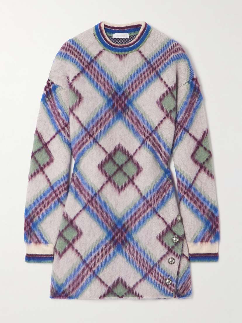 Rabanne Checked Knitted Mini Dress