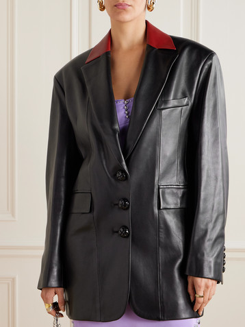 Rabanne Oversized two-tone leather jacket