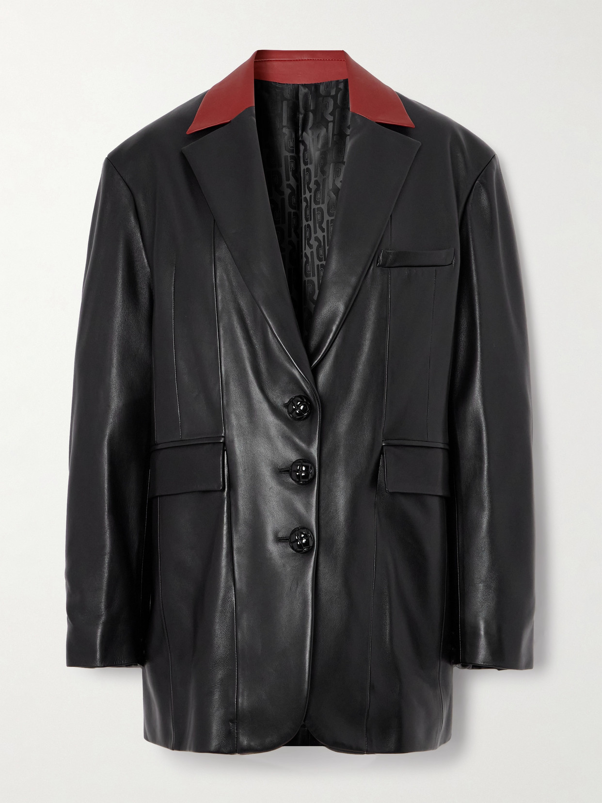 Rabanne Oversized Two-tone Leather Jacket In Black