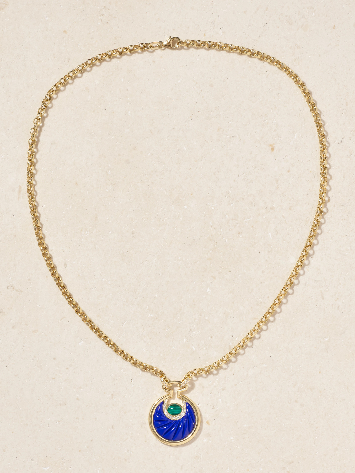 L'atelier Nawbar Circus Moon Big 18-karat Gold Multi-stone Necklace In Blue