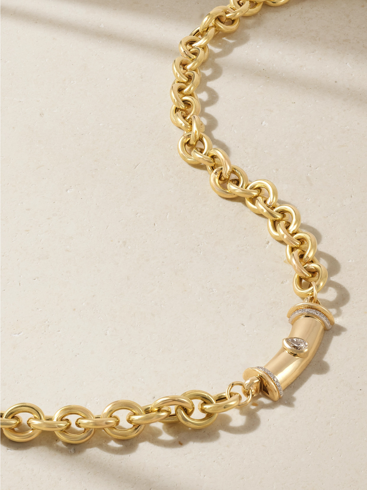 L'atelier Nawbar Tuxedo Mask 18-karat Gold Diamond Necklace In Gold