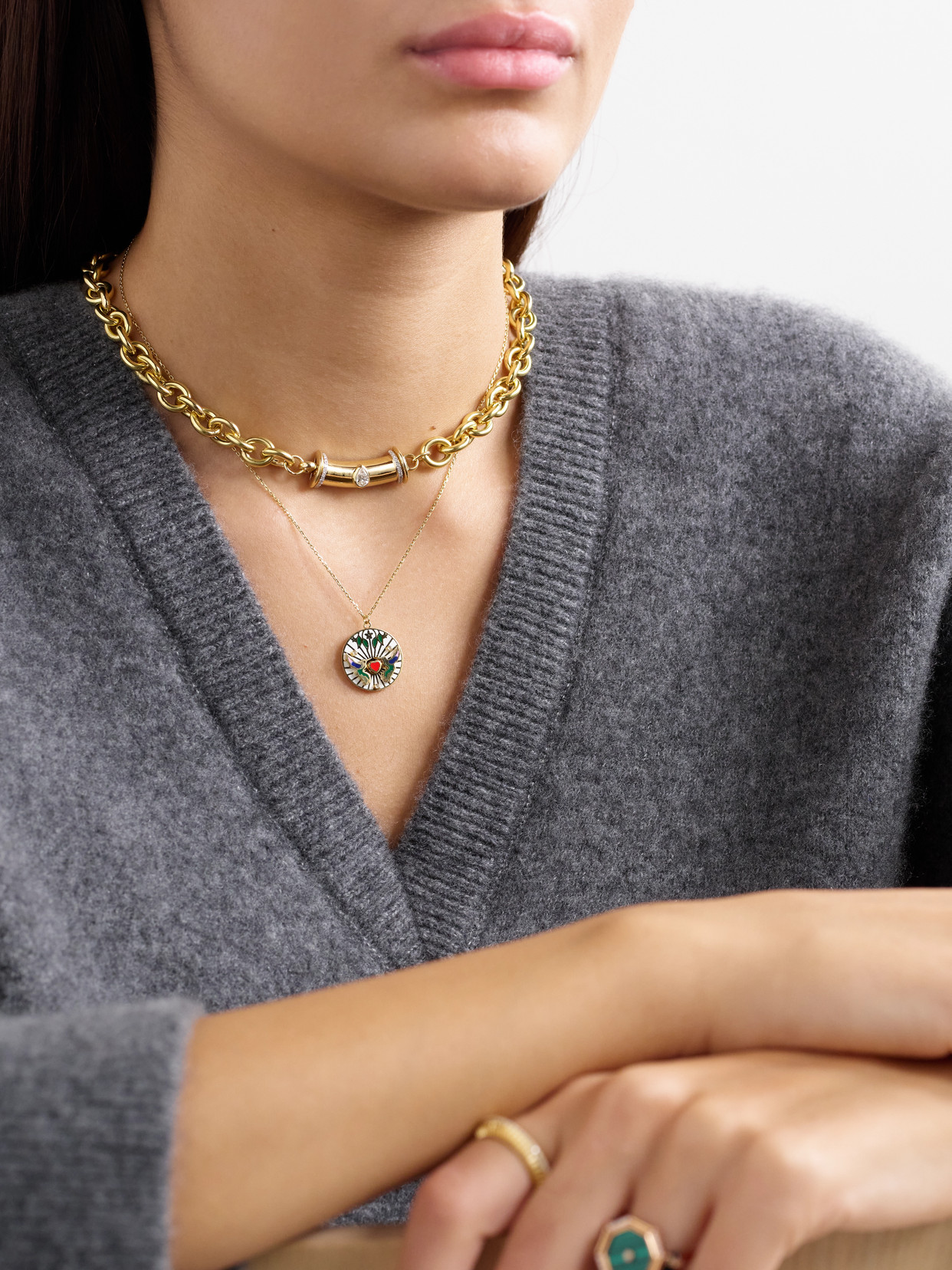 L'atelier Nawbar Tuxedo Mask 18-karat Gold Diamond Necklace In Gold
