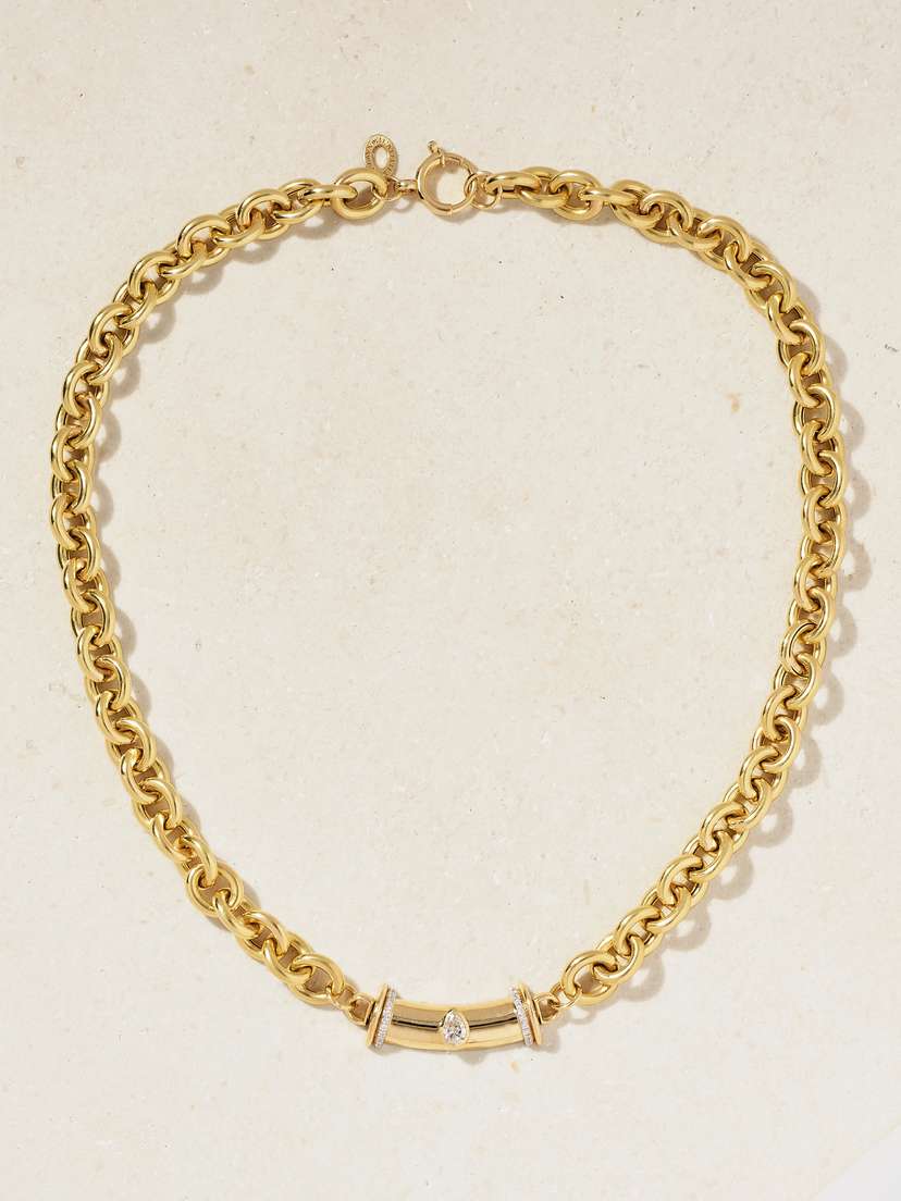 L’Atelier Nawbar Tuxedo Mask 18-karat Gold Diamond Necklace