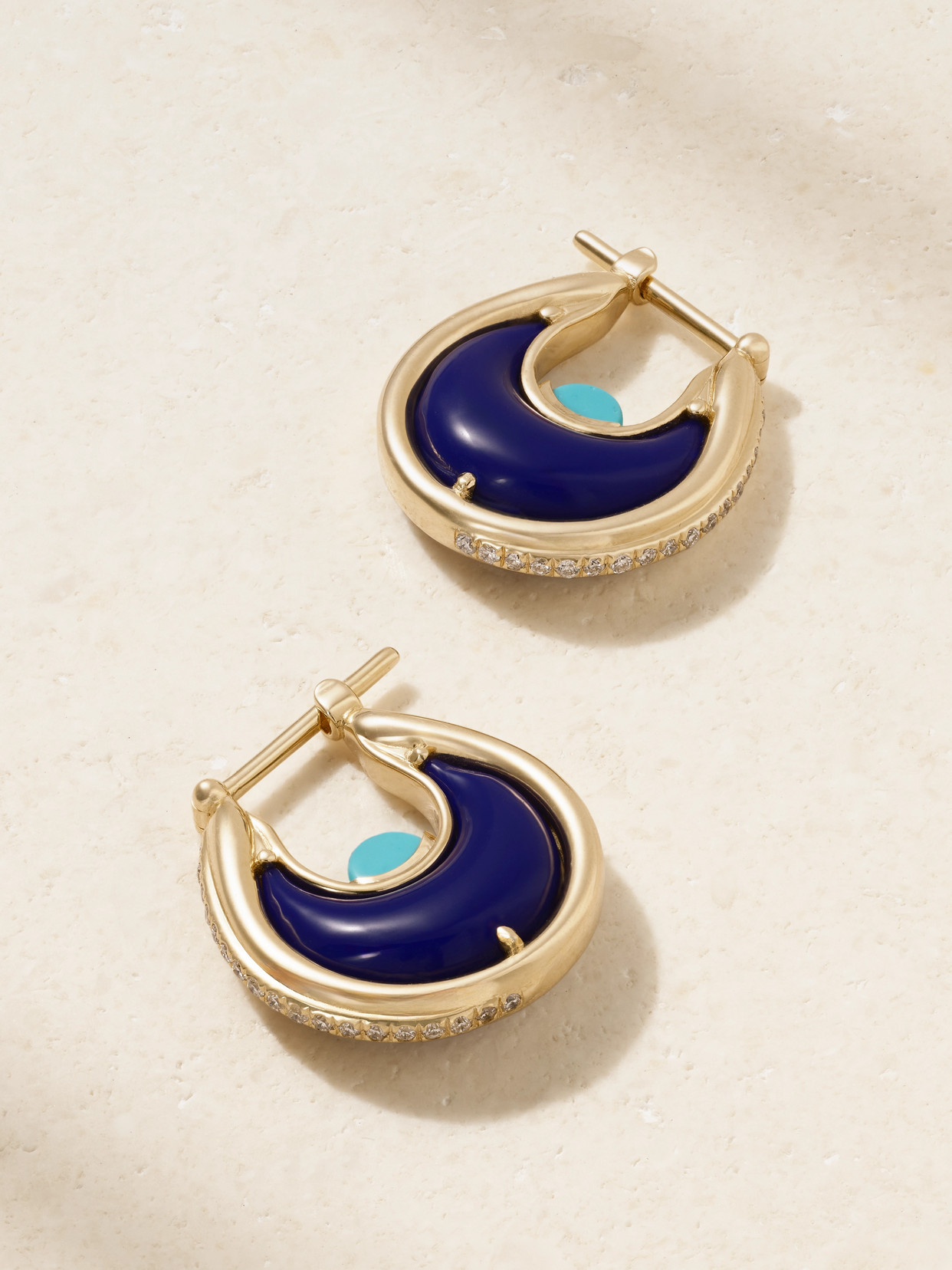 L'Atelier Nawbar - Diana Small 18-karat Gold Multi-stone Hoop Earrings - Blue