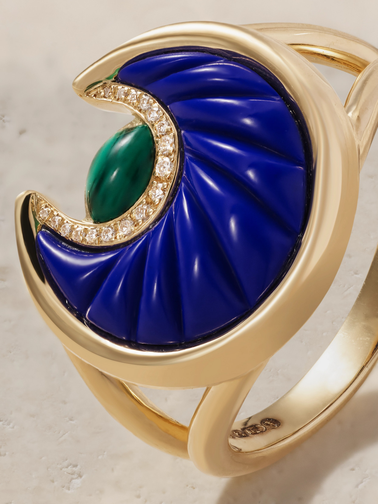 L'atelier Nawbar Circus Moon Small 18-karat Gold Multi-stone Ring In Blue