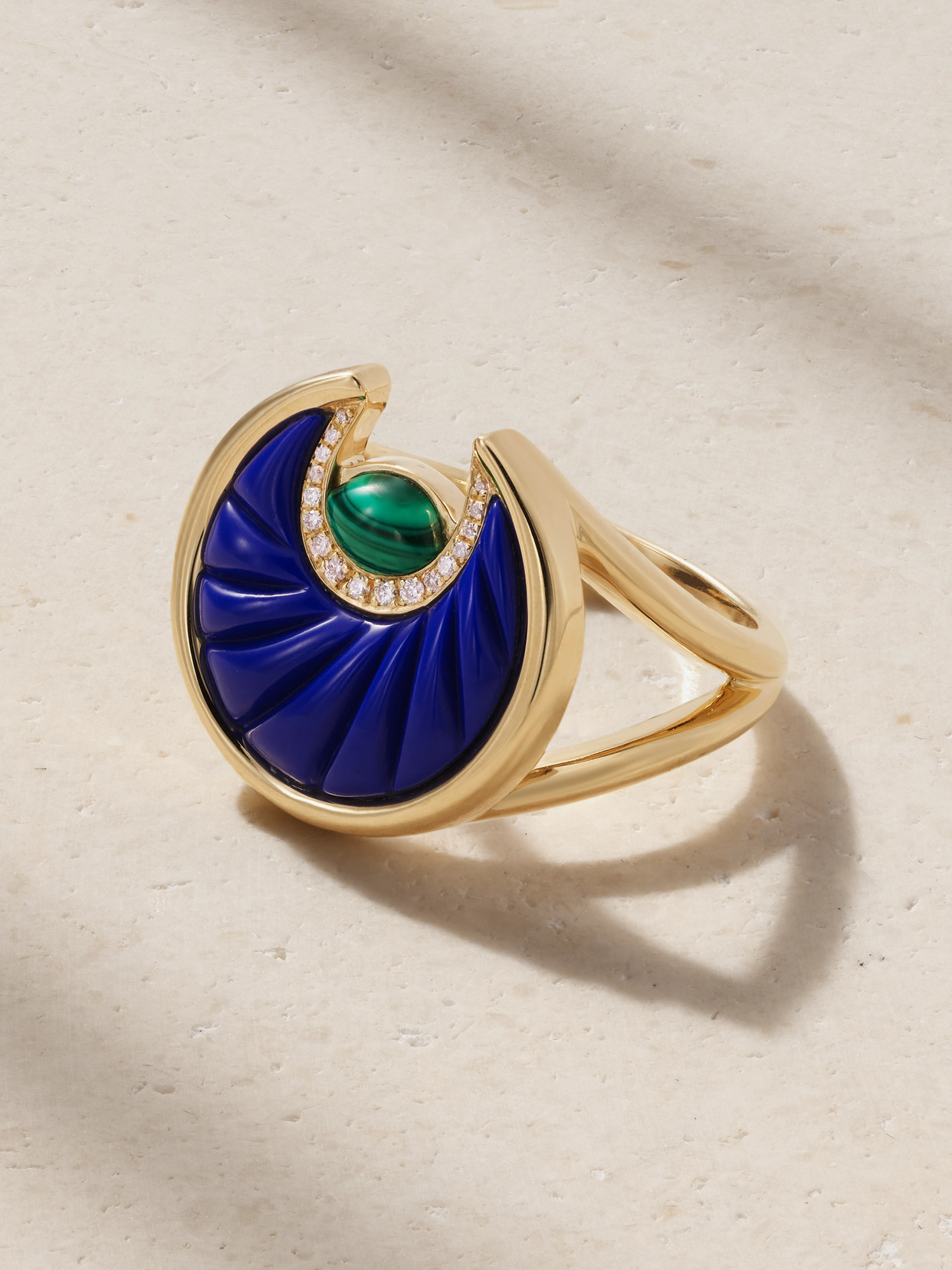 L'Atelier Nawbar - Circus Moon Small 18-karat Gold Multi-stone Ring - Blue