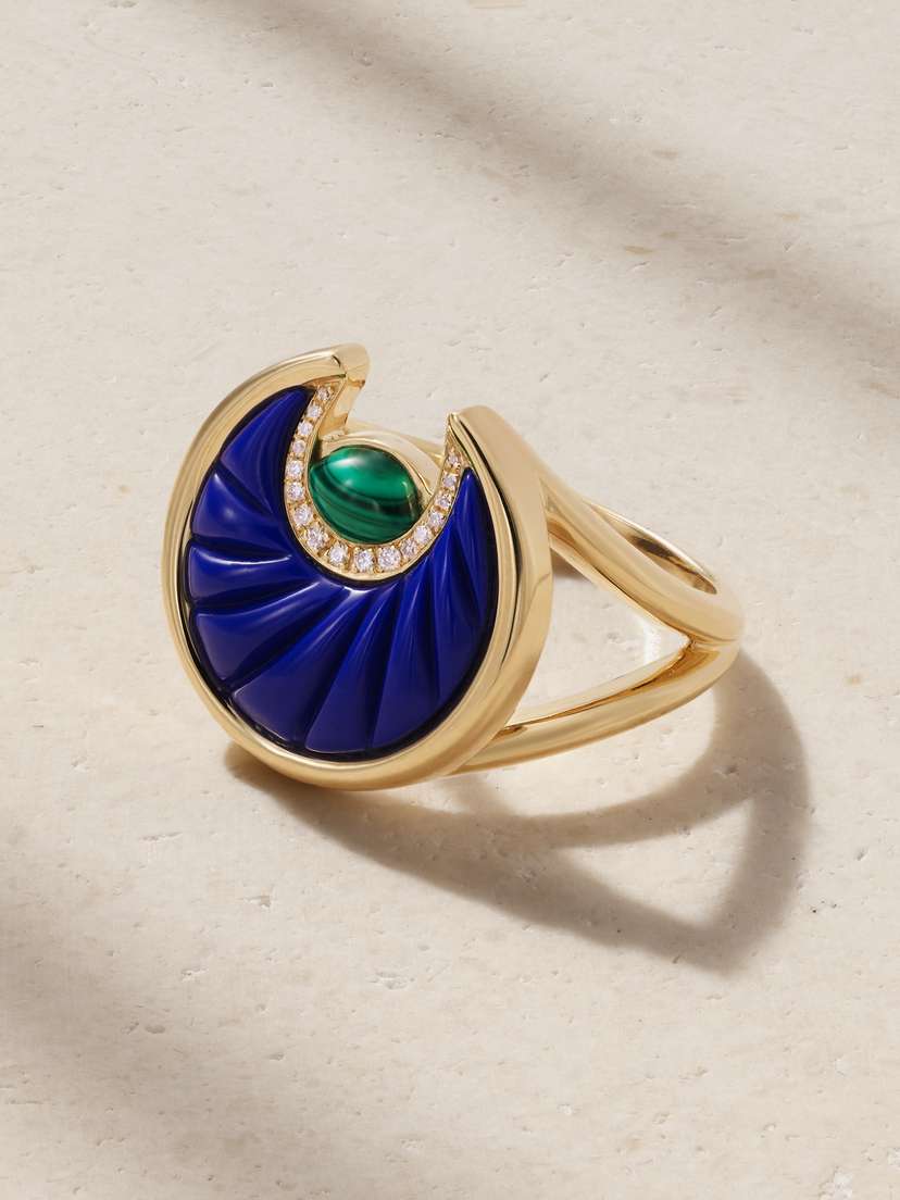 L’Atelier Nawbar Circus Moon Small 18-karat Gold Multi-stone Ring