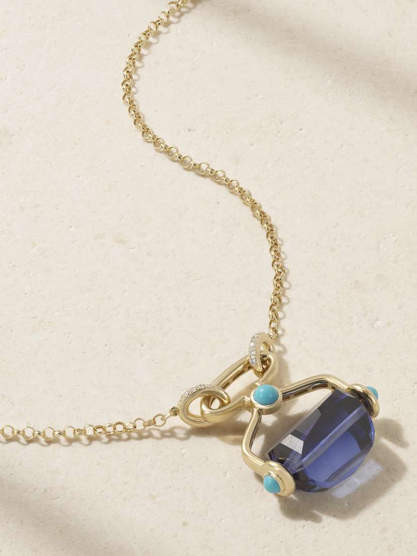 L’Atelier Nawbar Neo Queen Big 18-karat Gold Multi-stone Necklace