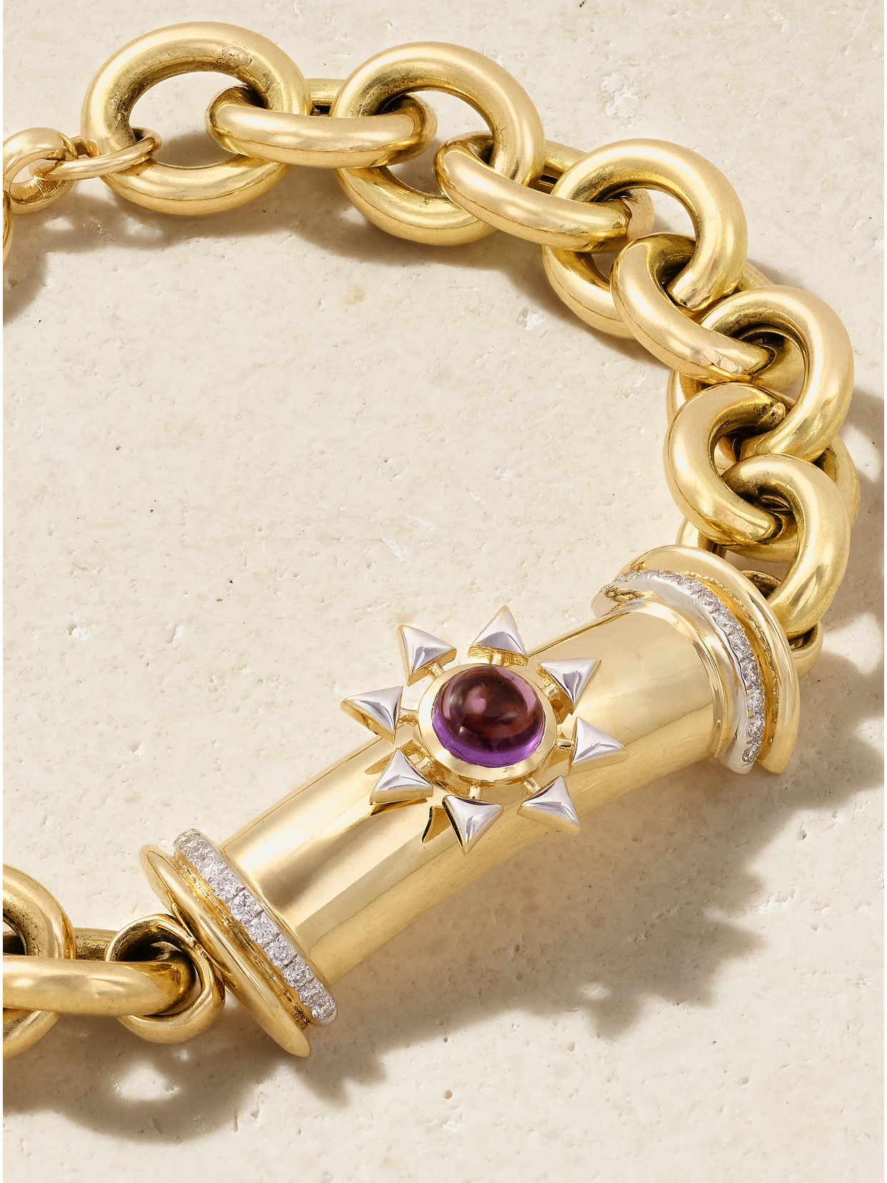 L'atelier Nawbar Star Seed 18-karat Gold, Amethyst And Diamond Bracelet In Gold