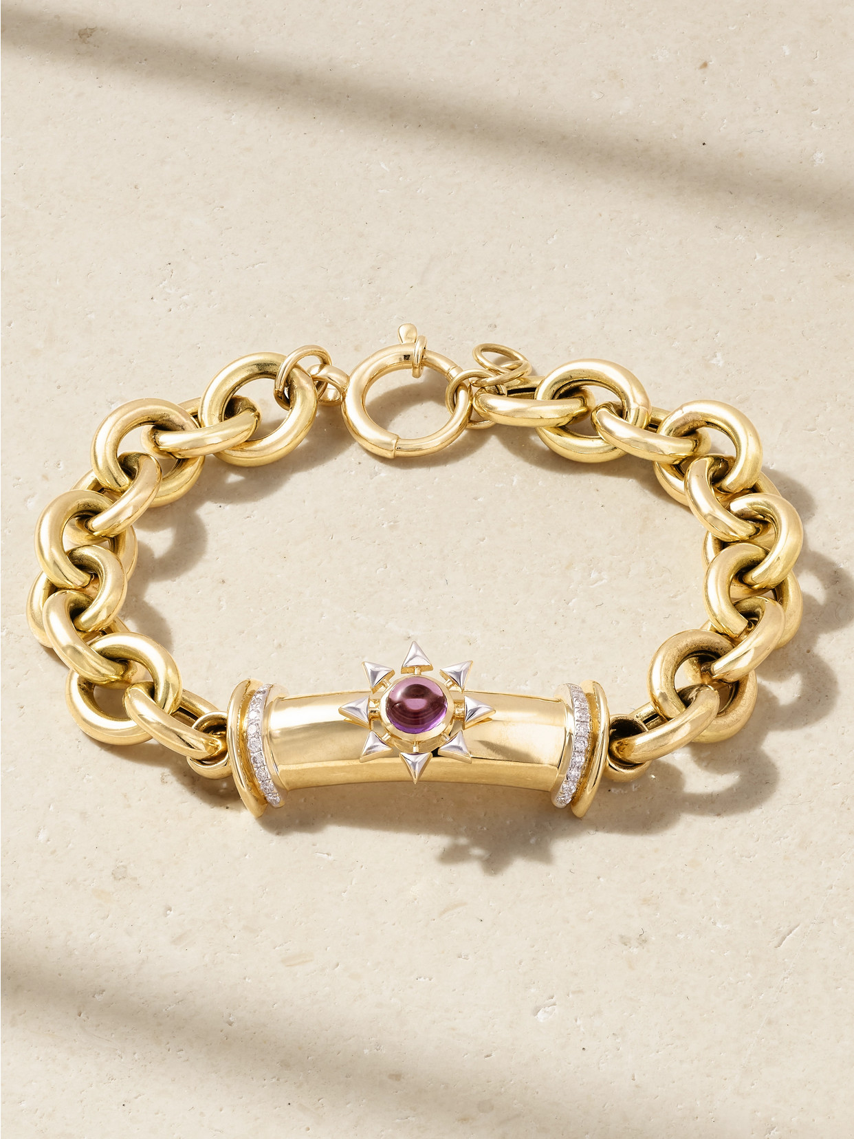 L'atelier Nawbar Star Seed 18-karat Gold, Amethyst And Diamond Bracelet