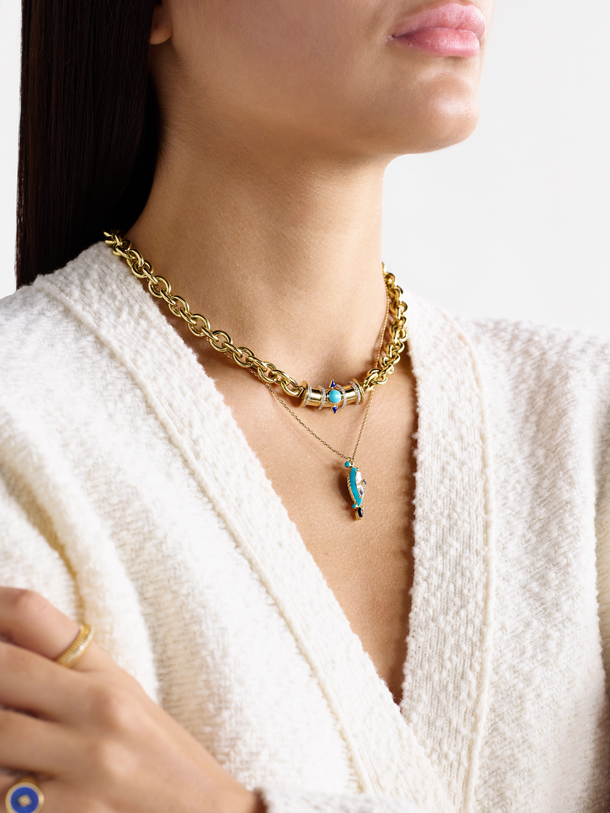 L'atelier Nawbar Tuxedo Mask 18-karat Gold Multi-stone Necklace In Gold