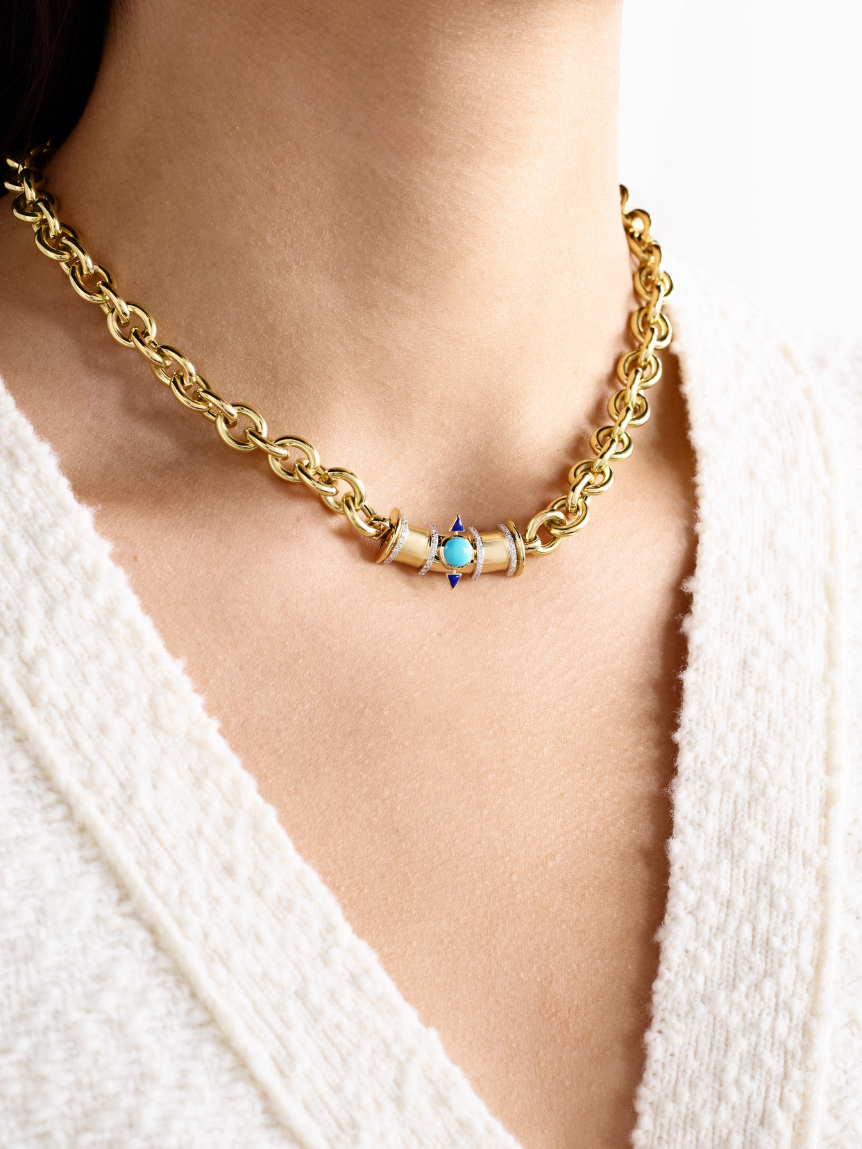 L'atelier Nawbar Tuxedo Mask 18-karat Gold Multi-stone Necklace In Gold