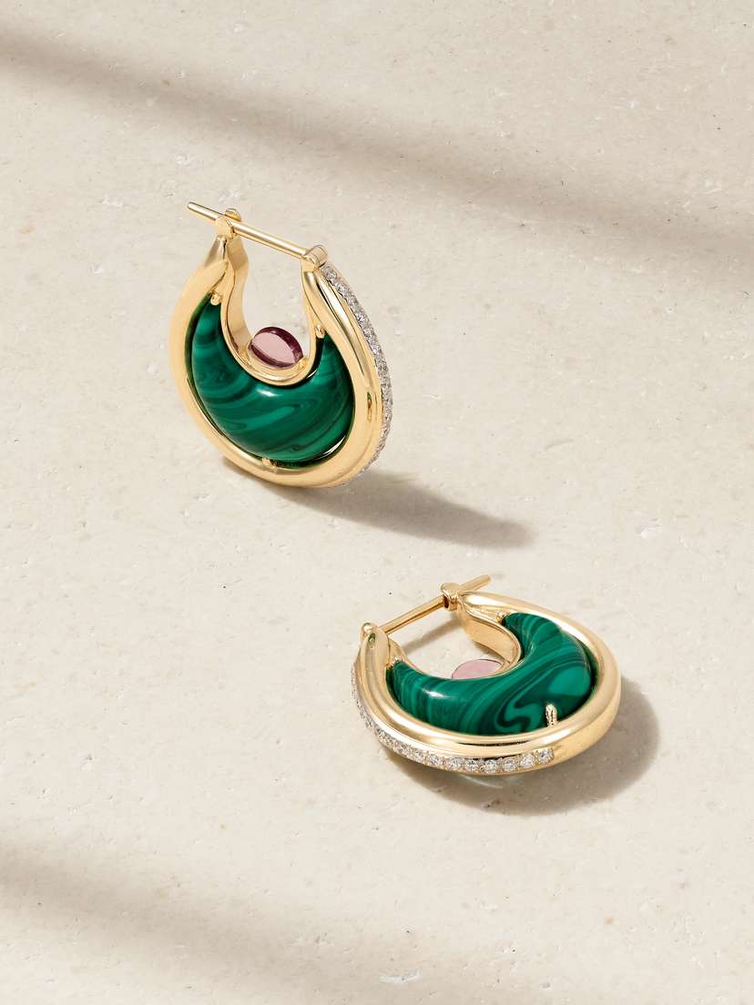 L’Atelier Nawbar Diana Big 18-karat Gold Multi-stone Earrings