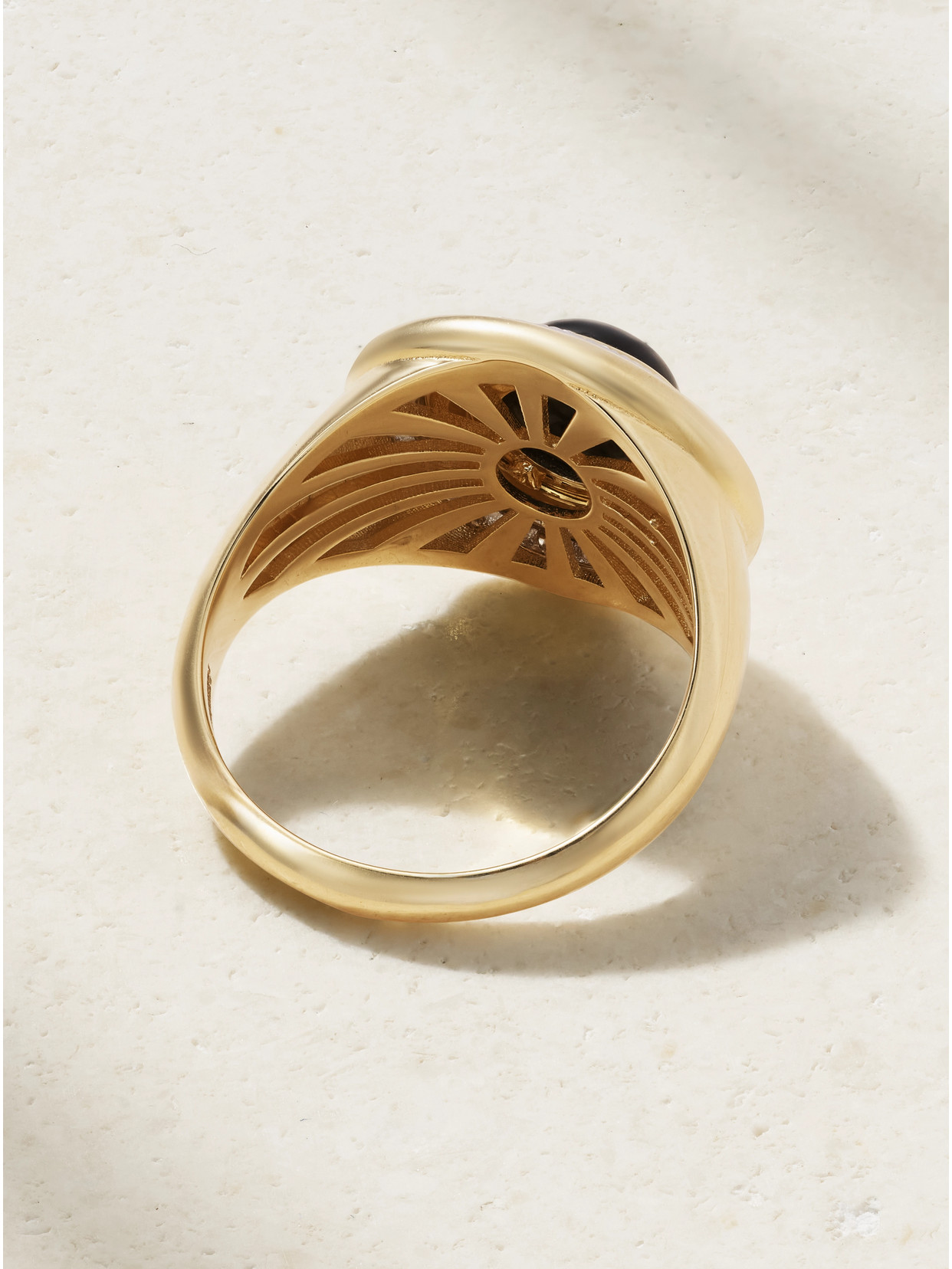 L'atelier Nawbar Mimete 18-karat Gold, Onyx And Diamond Pinky Ring In Black