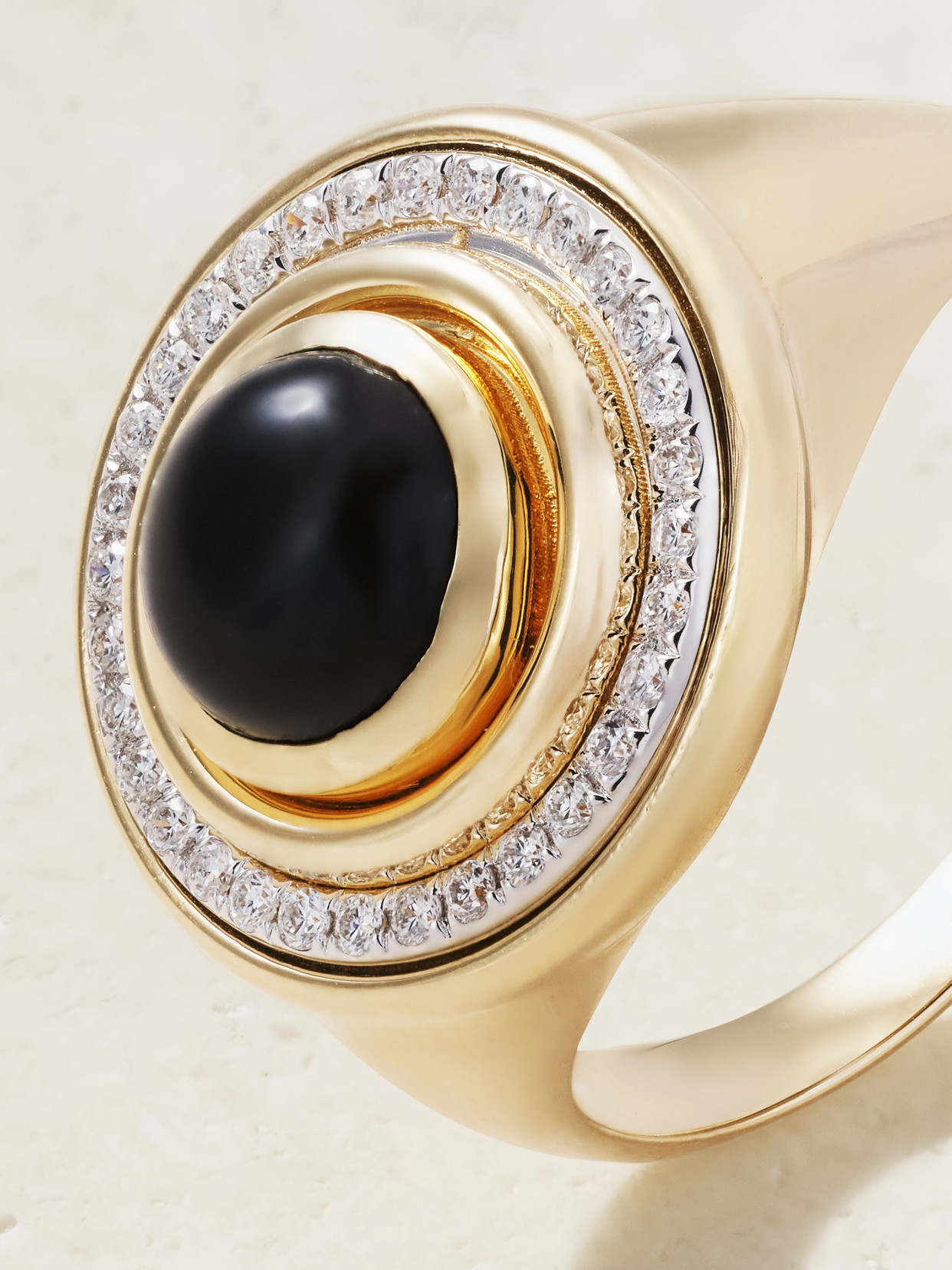 L'atelier Nawbar Mimete 18-karat Gold, Onyx And Diamond Pinky Ring In Black