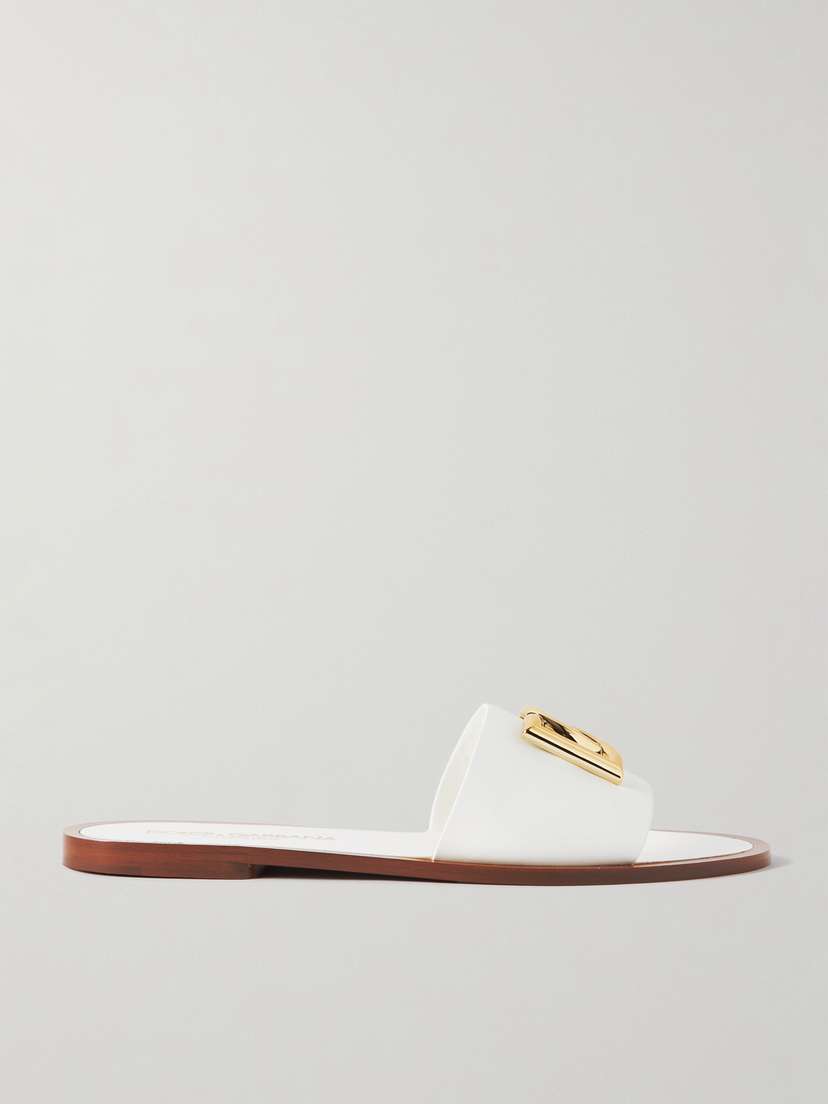 Dolce & Gabbana Bianca Embellished Leather Slides