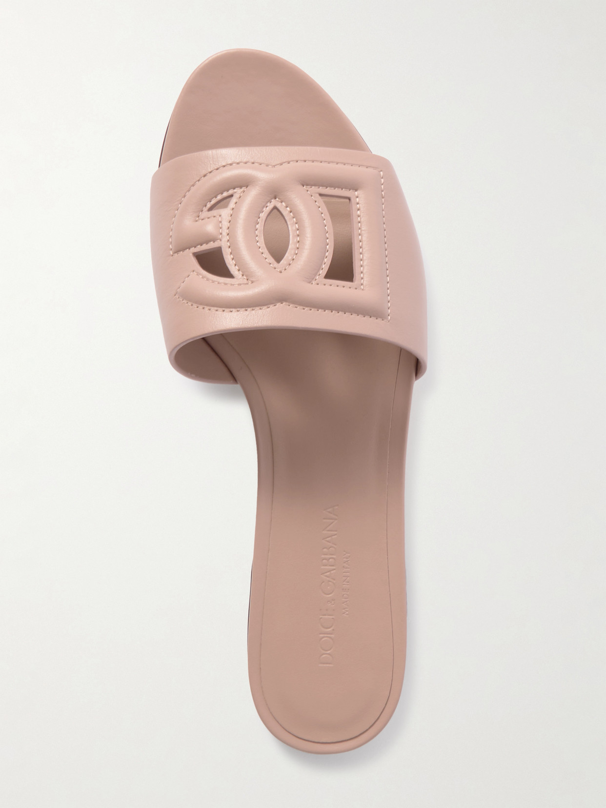 Dolce & Gabbana - Bianca Cutout Leather Slides - Pink