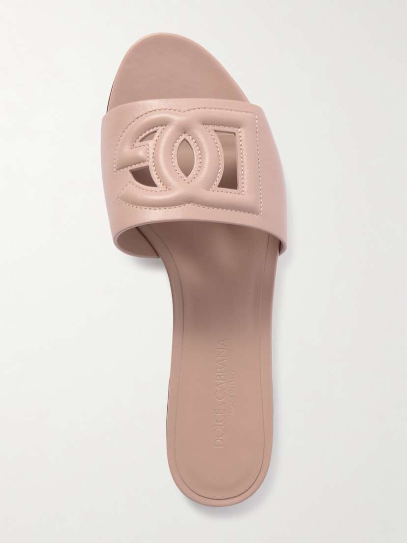Dolce & Gabbana Bianca Cutout Leather Slides