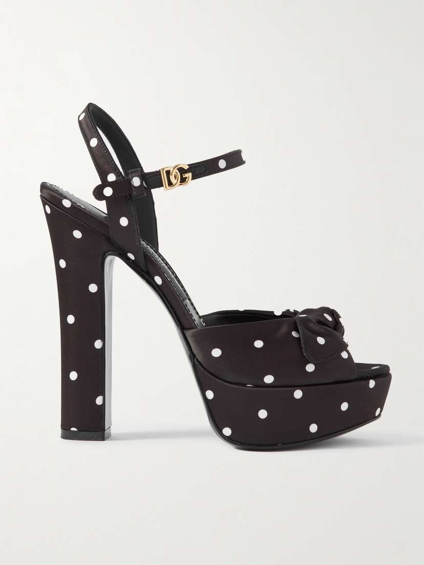 Dolce & Gabbana Keira Embellished Polka-dot Satin Sandals