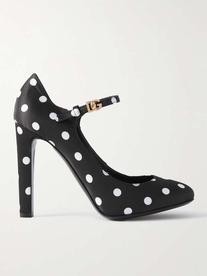 Dolce & Gabbana Bianca Polka-dot Satin Pumps