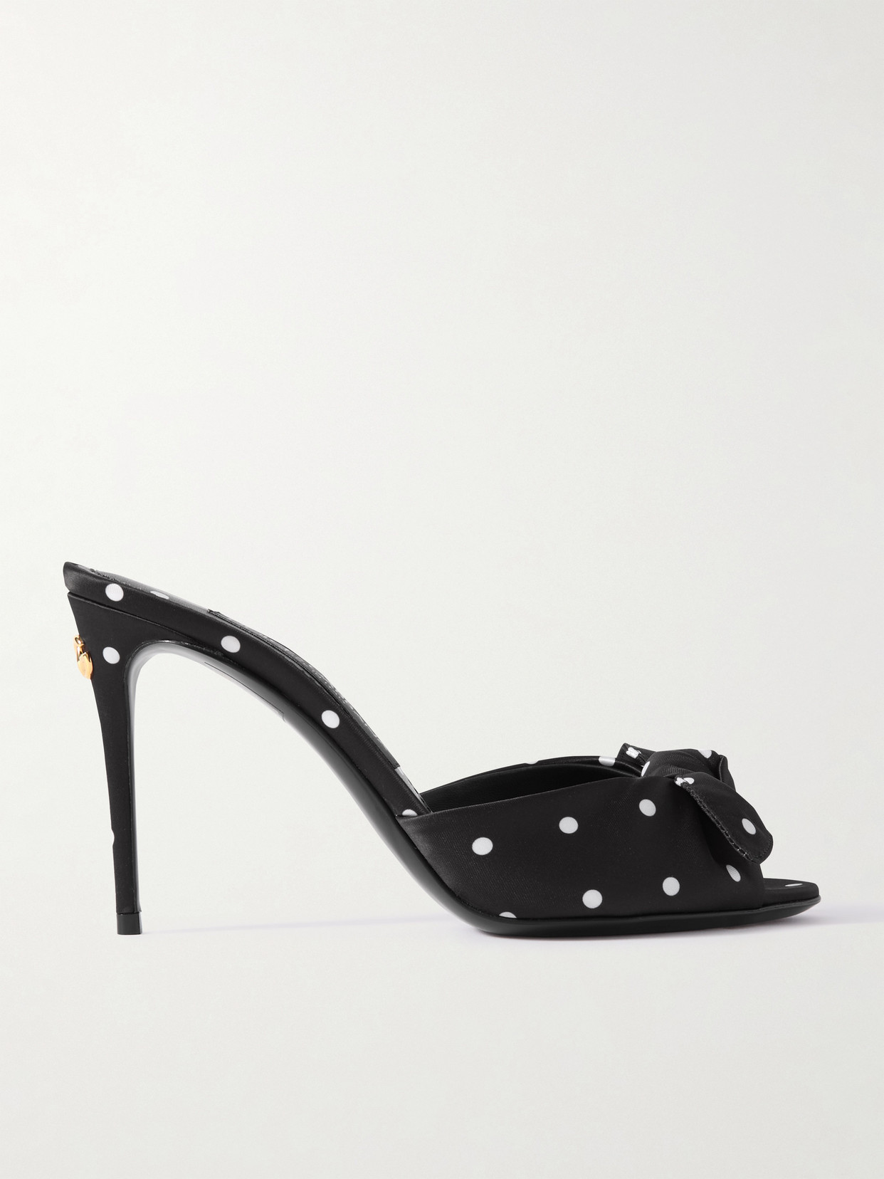 Dolce & Gabbana - Keira Bow-embellished Polka-dot Twill Sandals - Black