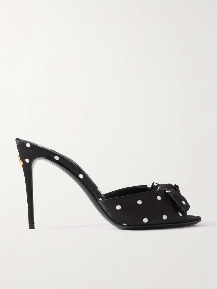 Dolce & Gabbana Keira Bow-embellished Polka-dot Twill Sandals