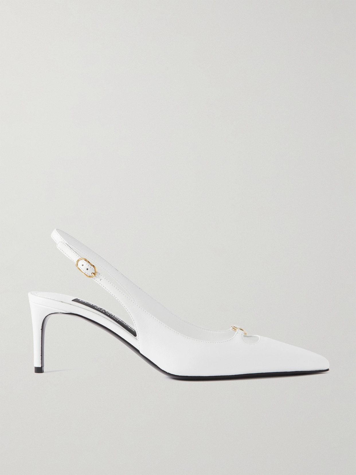 Dolce & Gabbana - Lollo Embellished Leather Slingback Pumps - White