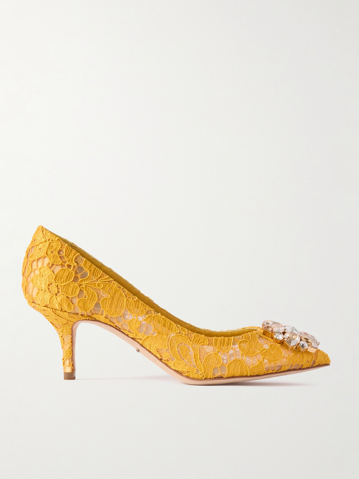 Dolce & Gabbana - Bellucci Crystal-embellished Corded Lace Pumps - Yellow
