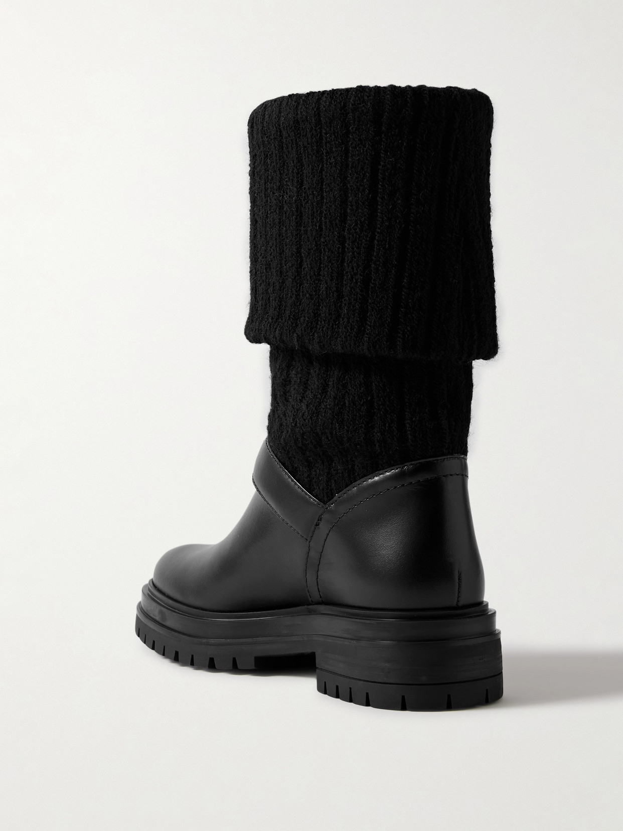 Gianvito Rossi Black Leather And Fabric Thurso Boots In Black