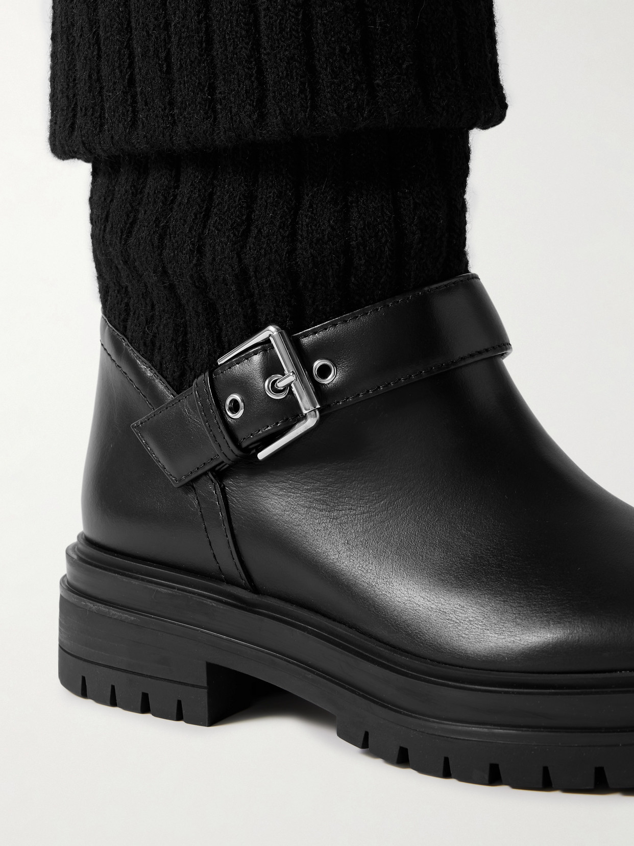 Gianvito Rossi Black Leather And Fabric Thurso Boots In Black