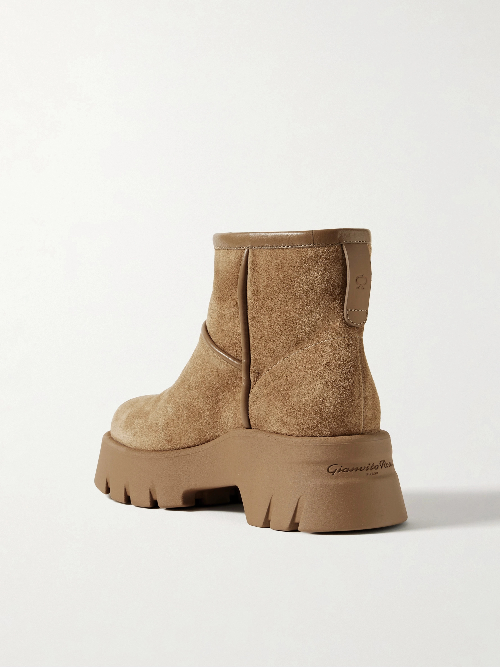 GIANVITO ROSSI Stormy 50 shearling-lined leather-trimmed suede ankle boots