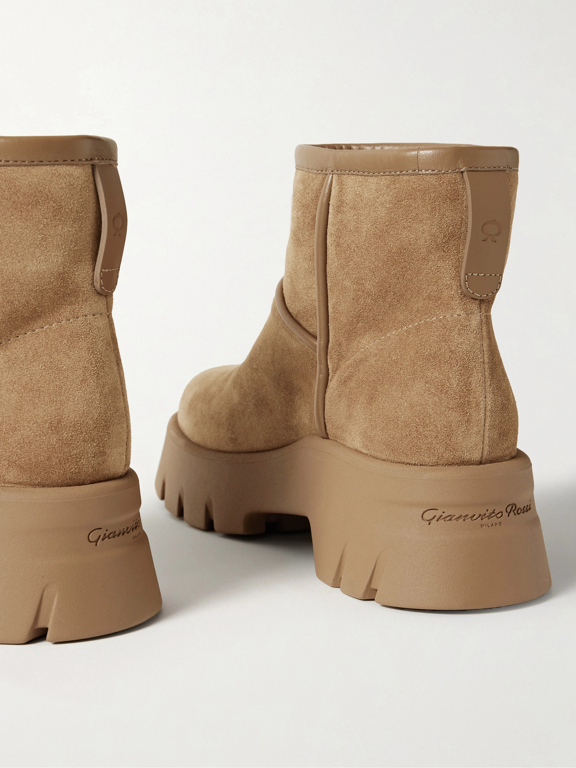 GIANVITO ROSSI Stormy 50 shearling-lined leather-trimmed suede ankle boots