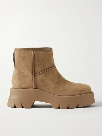 GIANVITO ROSSI Stormy 50 shearling-lined leather-trimmed suede ankle boots