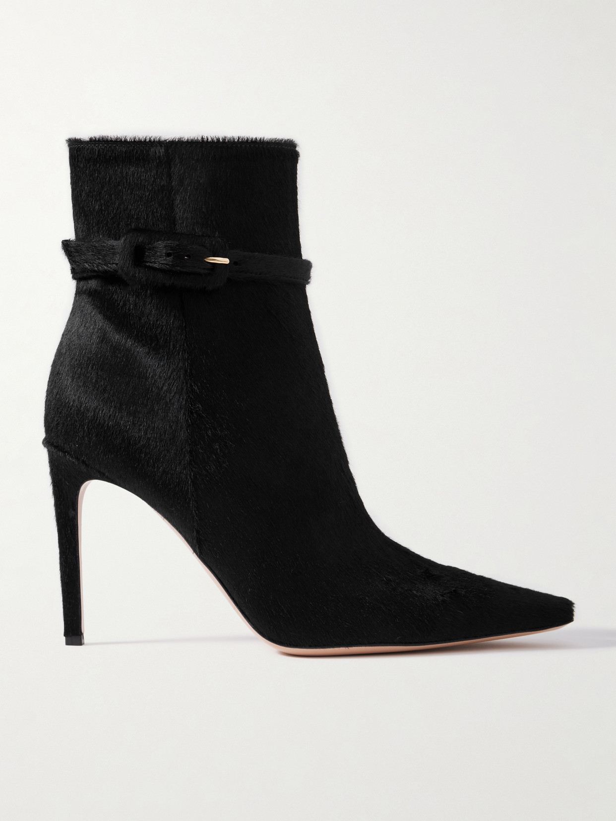 Gianvito Rossi - Linsay 95 Buckled Calf Hair Ankle Boots - Black