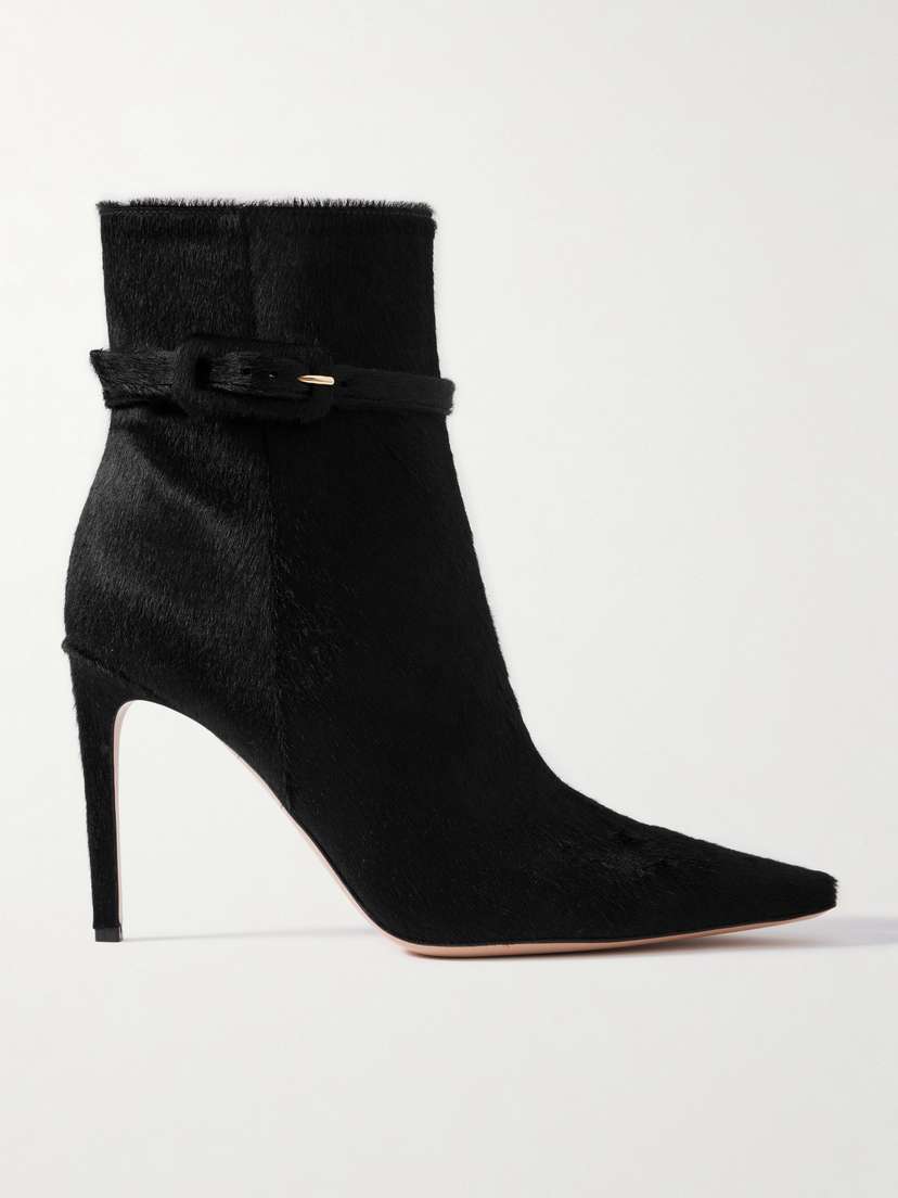 Gianvito Rossi Linsay 95 Buckled Calf Hair Ankle Boots