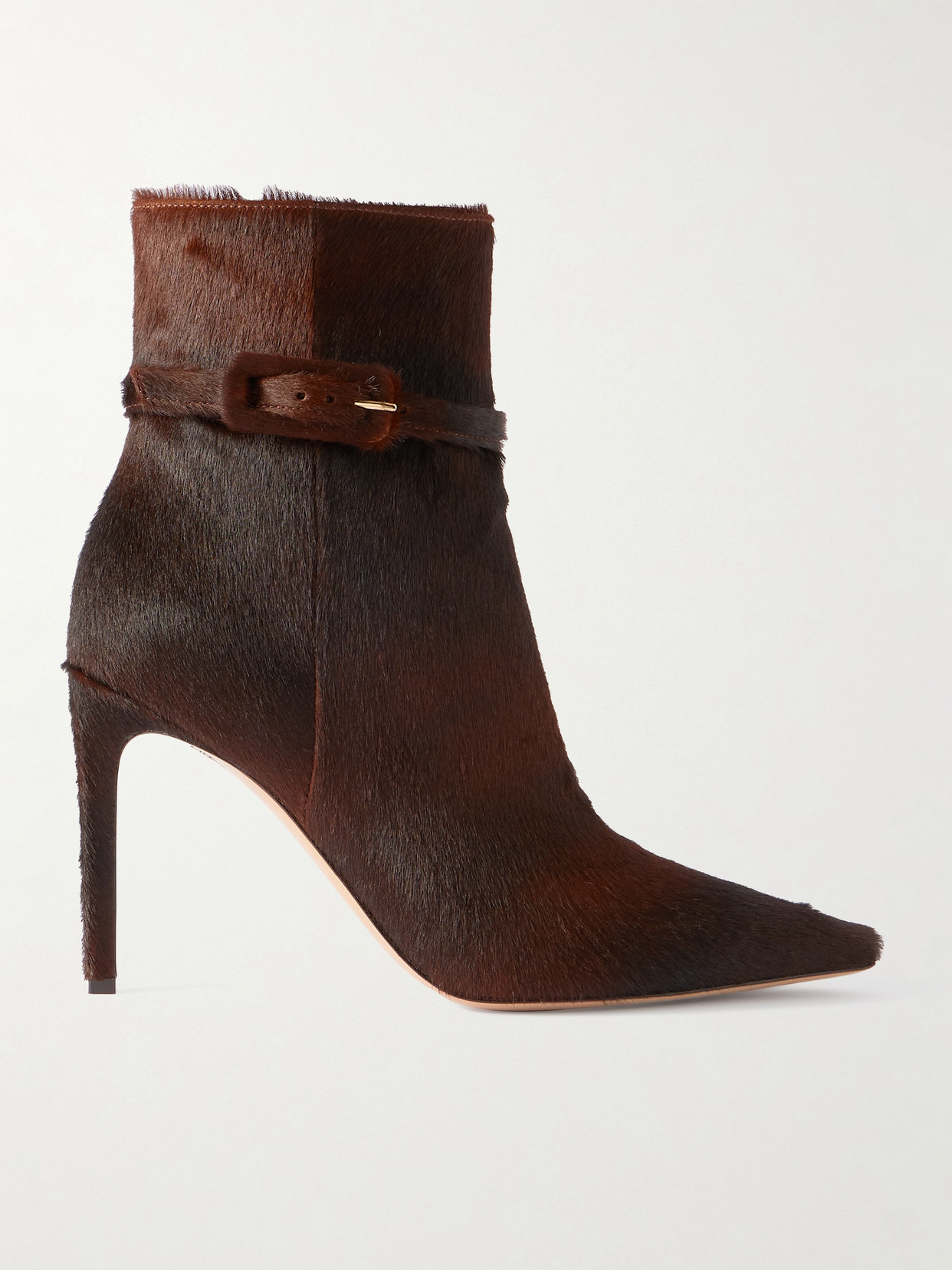 Gianvito Rossi Linsay 95 Buckled Calf Hair Ankle Boots In Brown