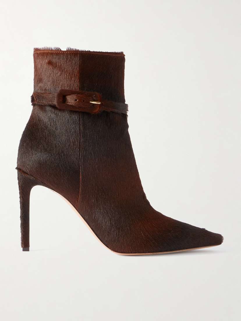 Gianvito Rossi Linsay 95 Buckled Calf Hair Ankle Boots
