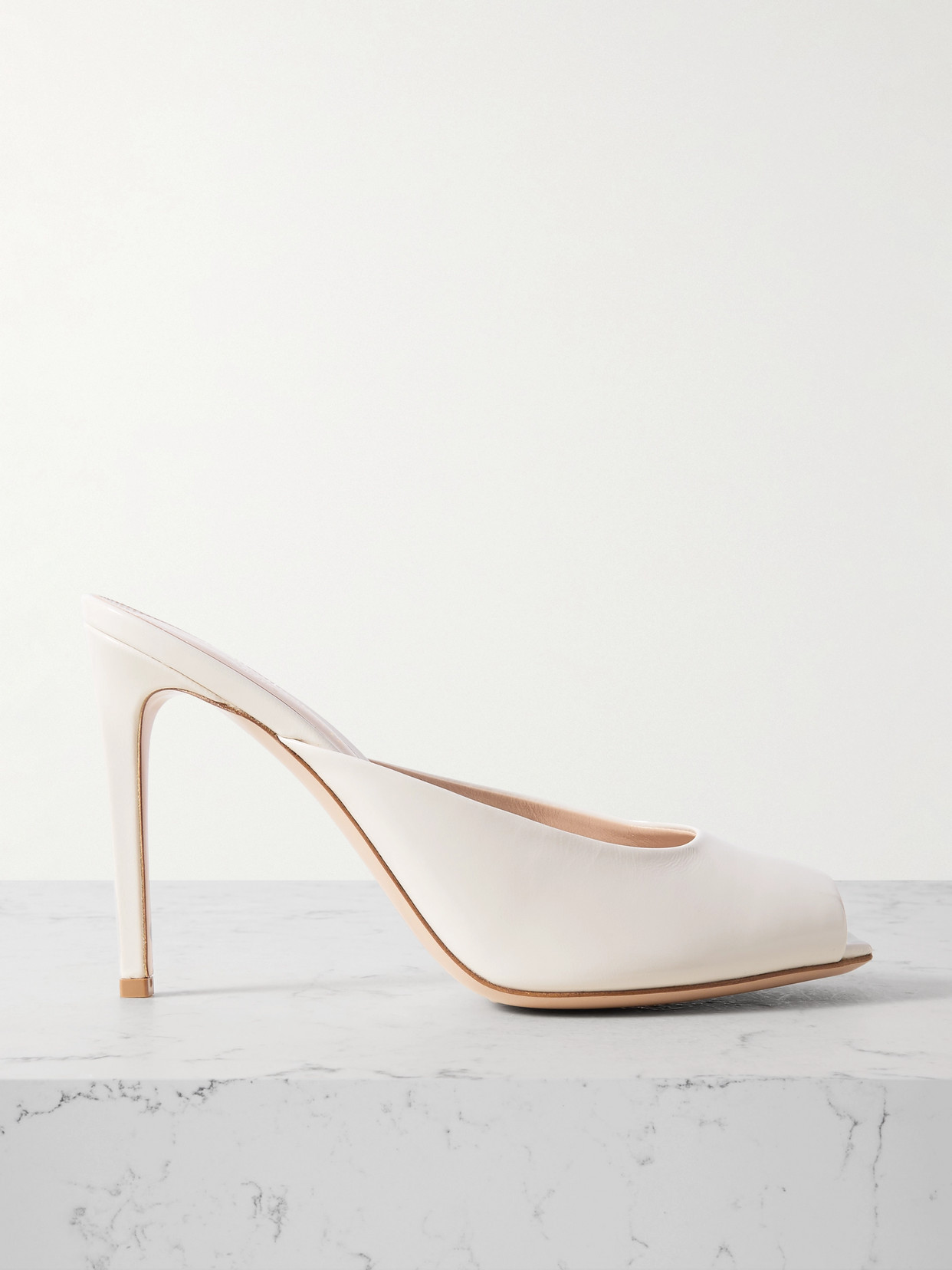 Gianvito Rossi Nuit 95 Leather Mules In Off-white