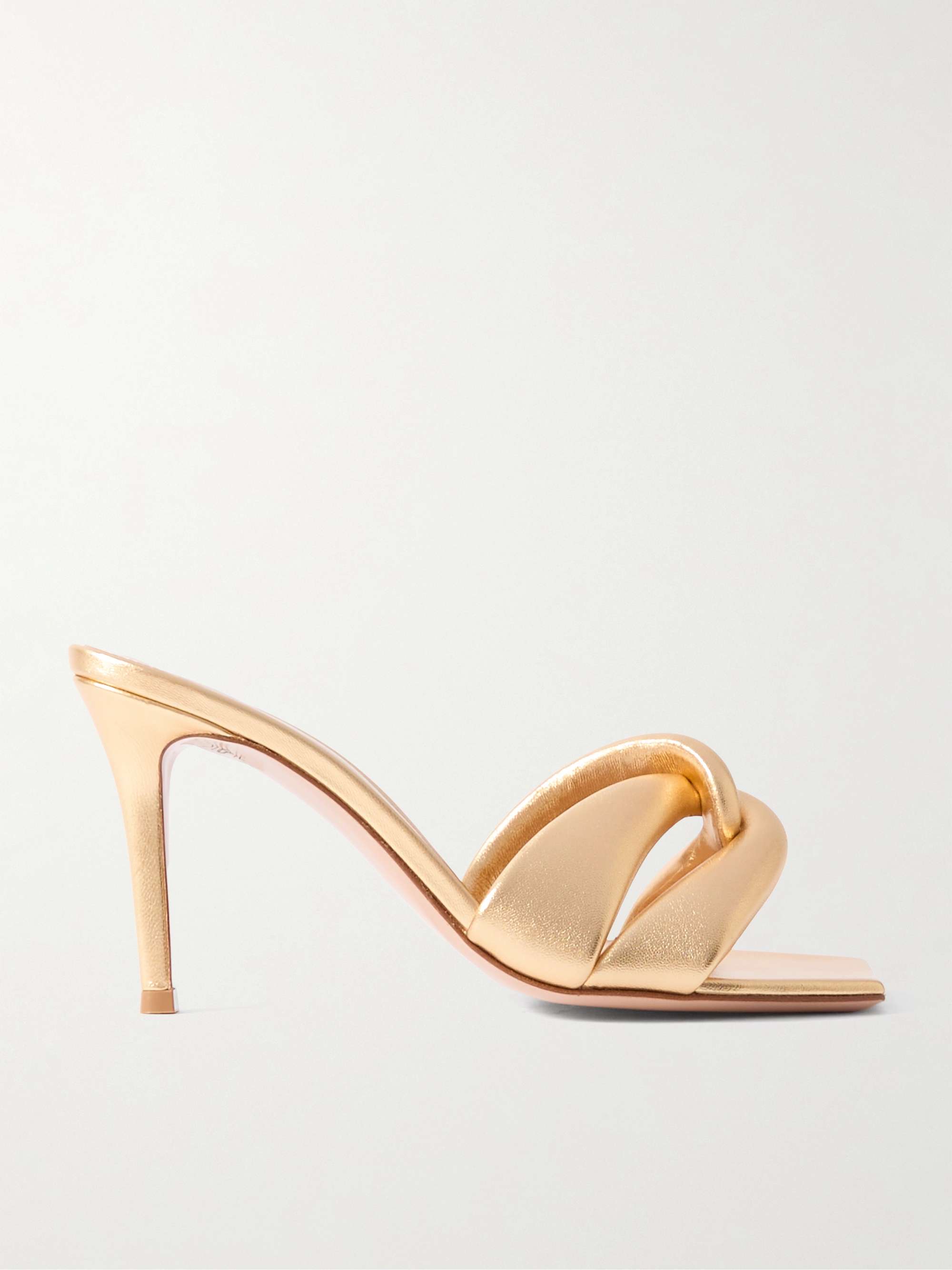 Gold leather mules hotsell