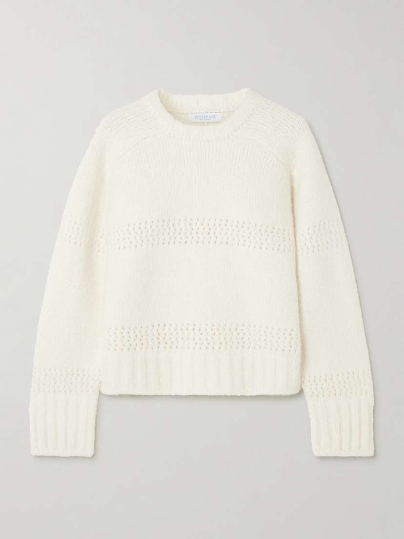 Calle Del Mar Pointelle-knit Cashmere And Silk-blend Sweater