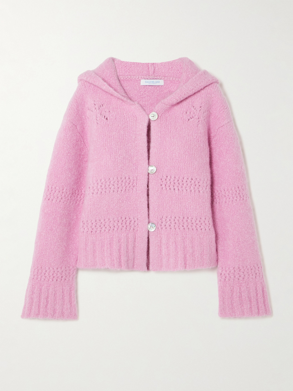 Calle Del Mar - Pointelle-knit Cashmere And Silk-blend Hooded Cardigan - Pink