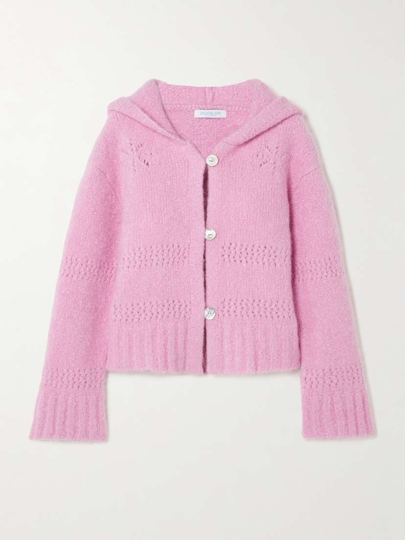 Calle Del Mar Pointelle-knit Cashmere And Silk-blend Hooded Cardigan