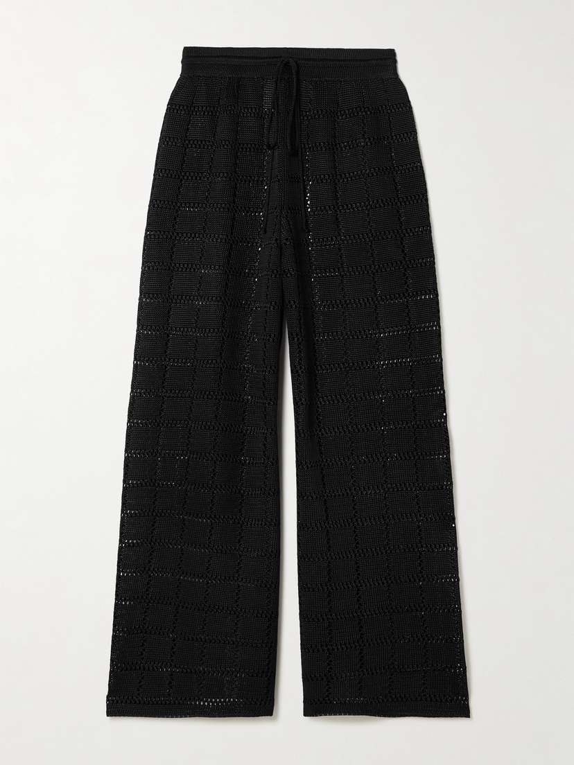 Calle Del Mar Pointelle-knit Wide-leg Pants