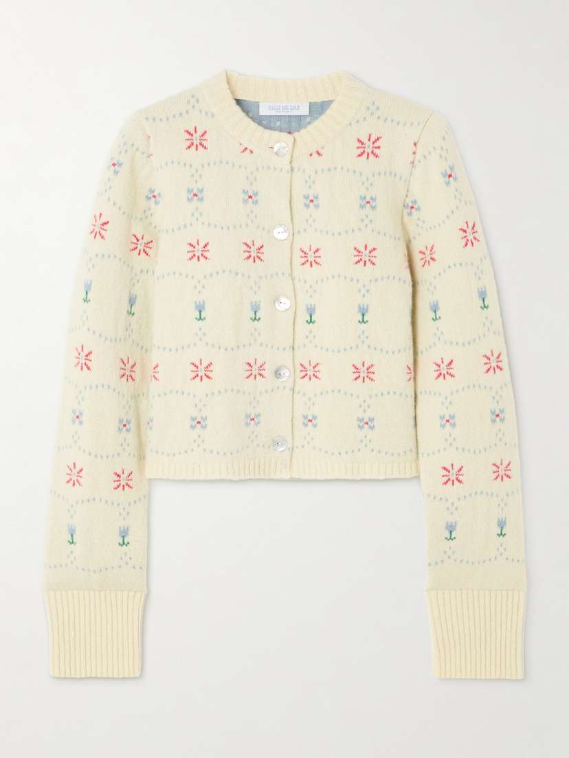 Calle Del Mar Cropped Cashmere And Silk-blend Jacquard Cardigan
