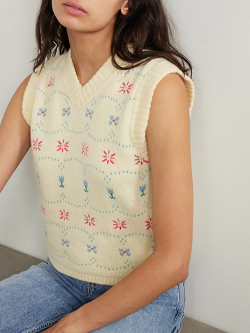 Calle Del Mar Cashmere and silk-blend jacquard vest