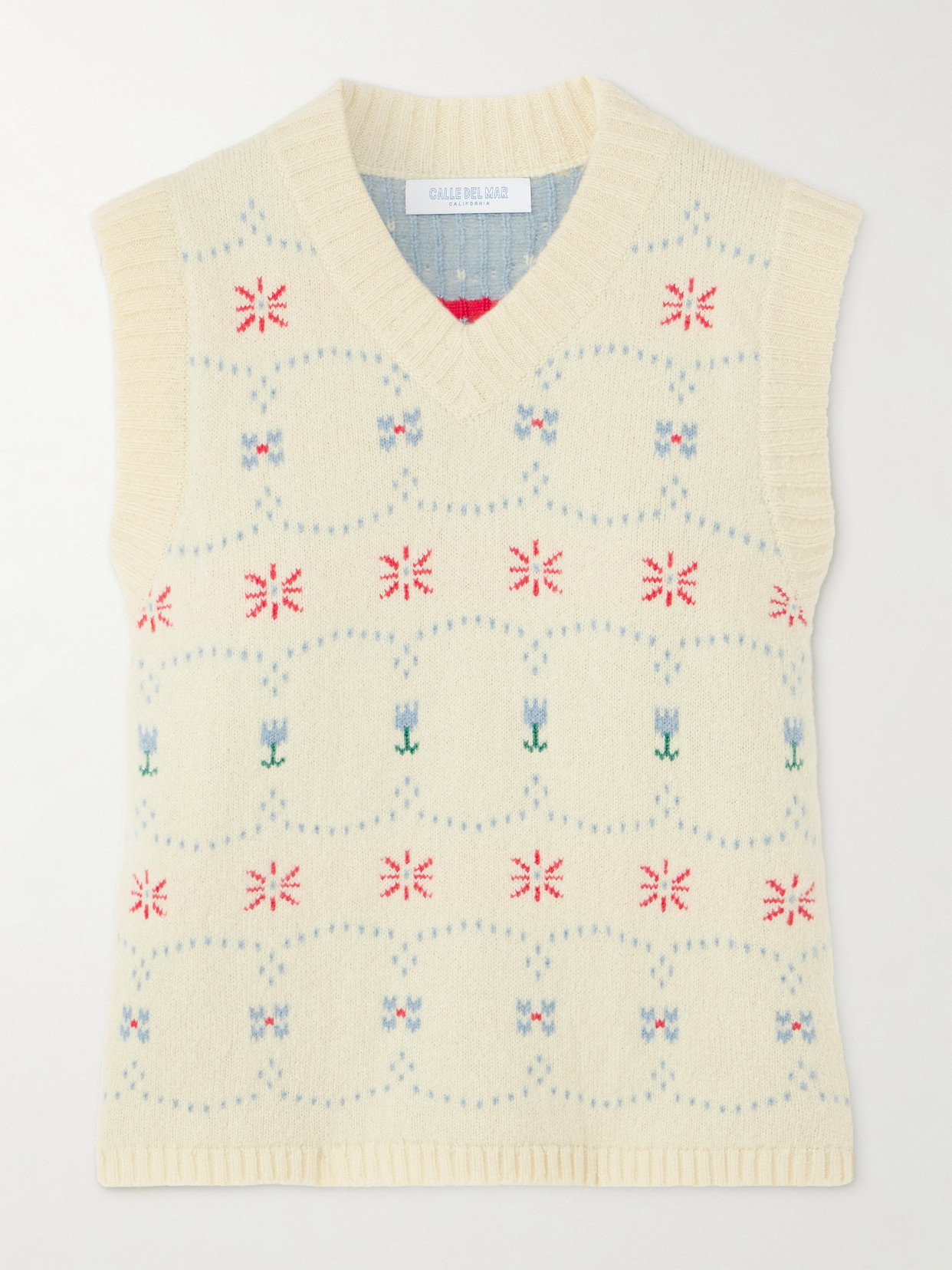 Calle Del Mar Cashmere And Silk-blend Jacquard Vest In Yellow