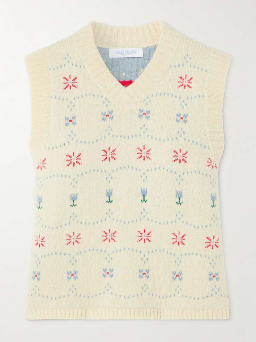 Calle Del Mar Cashmere And Silk-blend Jacquard Vest