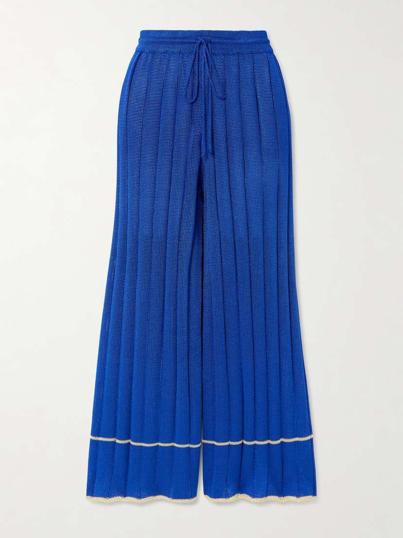 Calle Del Mar Ribbed-knit Wide-leg Pants